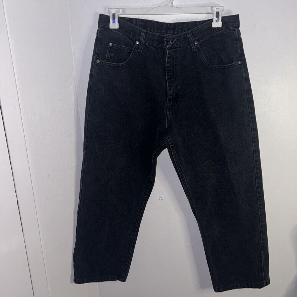 Vintage 90s Wrangler Black Denim Jeans 13MWZWK Size 36x30 Made In The USA